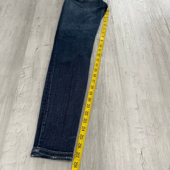 American Eagle Next Level Stretch Hi-Rise Dark Wash Button Distressed Jegging 4 - Picture 11 of 11